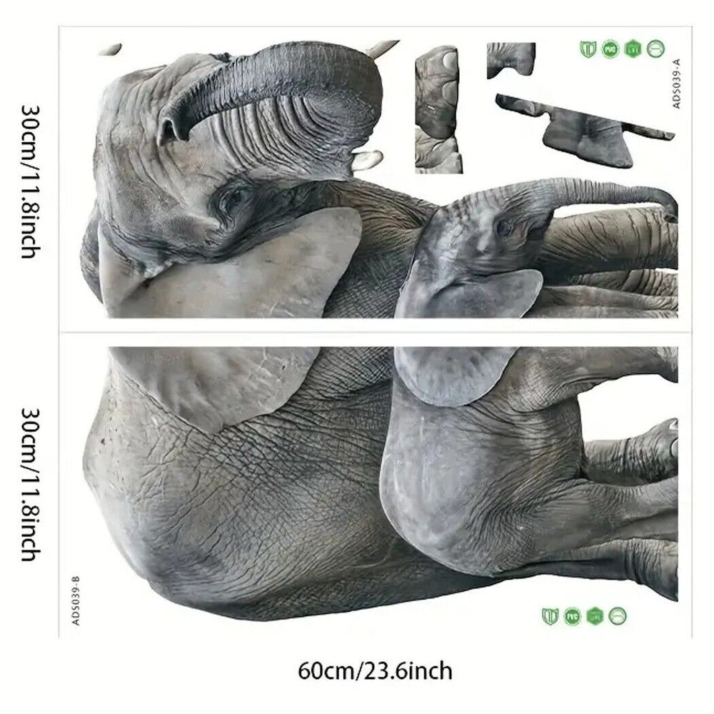 Realistic Elephant 3D Wall Decal 25.5" x 22.8" NEW! Home & Garden:Home Décor:Decals, Stickers & Vinyl Art Style Your Walls